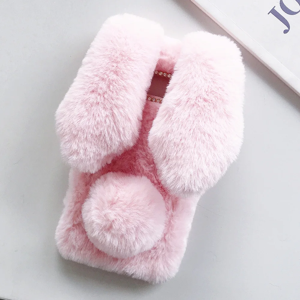 Чехол для телефона JONSNOW для samsung S10, 5G, S10 Lite, S10 Plus, 3D рисунок кролика, теплый зимний мех, стразы, плюшевый чехол, чехол s Capa