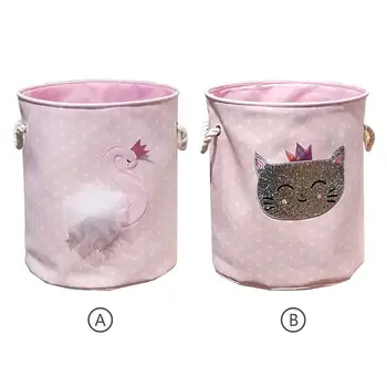 

Cartoon Canvas Storage Basket For Toys Child Folding Laundry Basket Dirty Clothes Organizer For Clothing Home Storage Supplies
