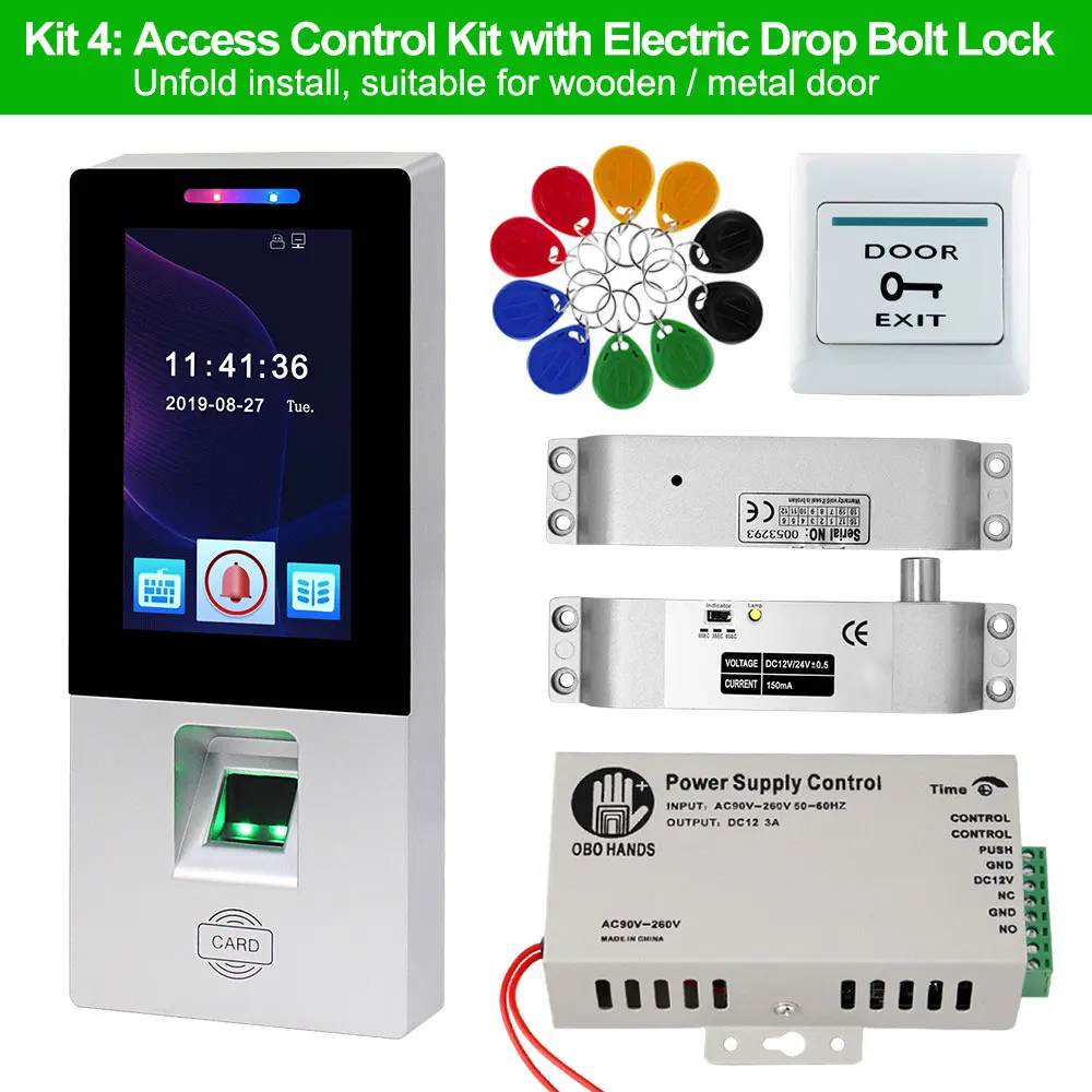 4,3 дюймов Цветная сенсорная клавиатура RFD система контроля доступа двери биометрический считыватель контроля доступа отпечатков пальцев электронный замок комплект - Цвет: Kit 4