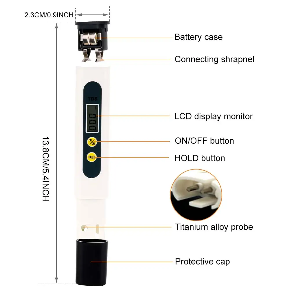 Portable TDS ppm Meter Digital Water Quality Tester TDS Tester Meter 0-9999 PPM for Drinking Water, Aquariums, Swimming Pool