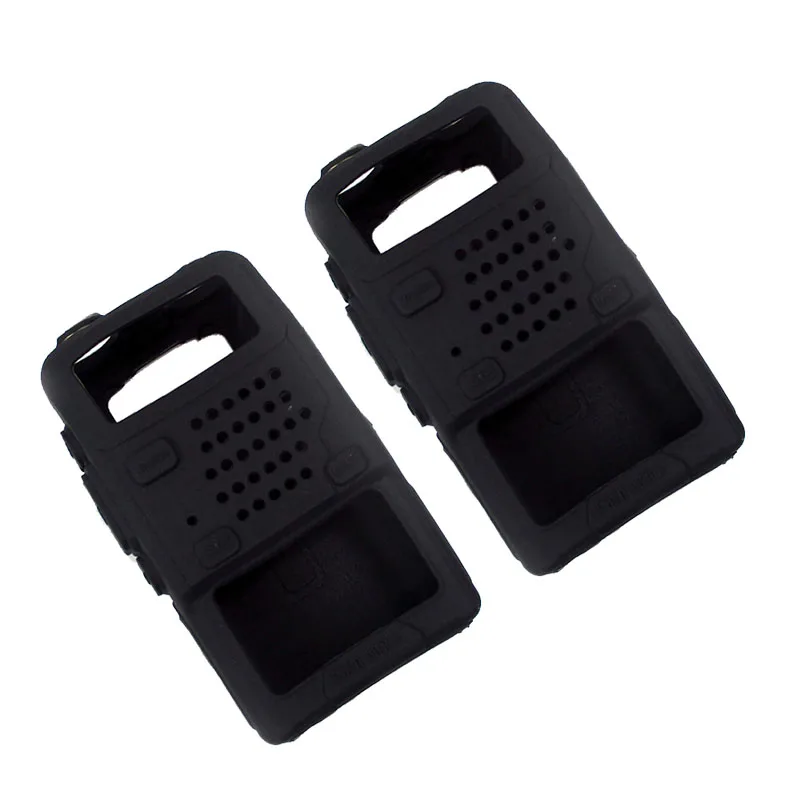 2 шт. BAOFENG UV-5R чехол силиконовый резиновый чехол бампер для F8+ UV-5RB UV-5RE DM-5R plus Walkie Talkie uv5r аксессуары - Цвет: Black