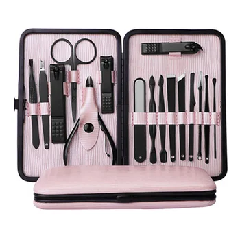 

16pcs Manicure Tool Kit Portable Nail Clippers Set with Acne Needle Nail File Trimmer Eyebrow Scissors Dead Skin Removal Tool