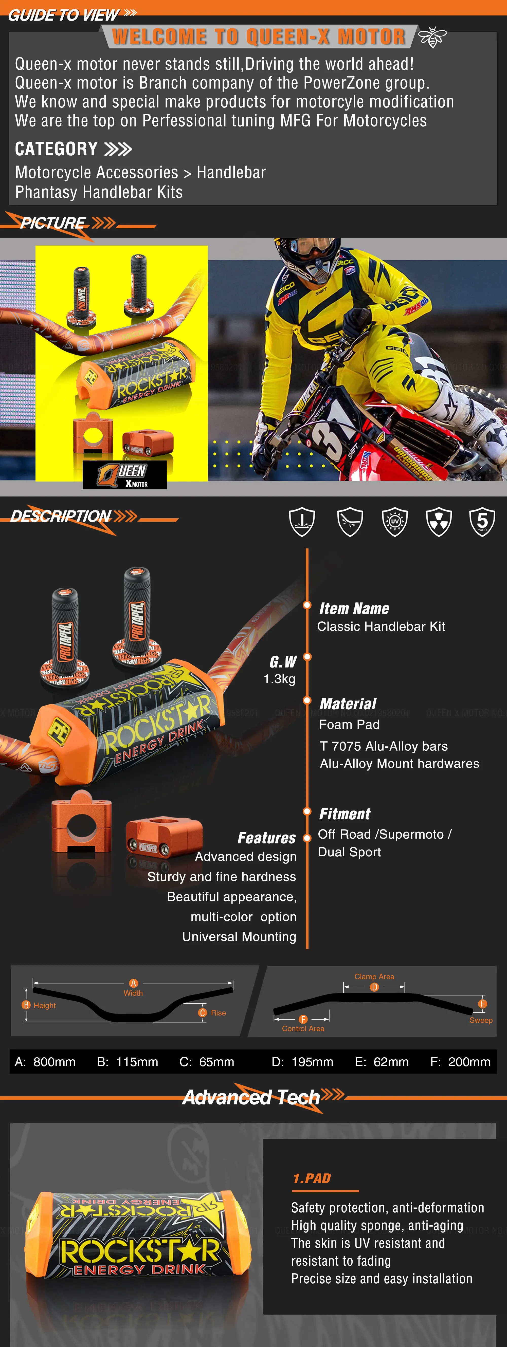 Руль для Pro Taper Pack Bar 1-1/" 6 дней Fatbar Колодки Ручки Pit Pro Racing Dirt Pit Bike мотоцикл с адаптер cnc