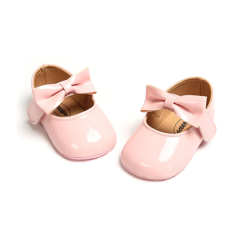 

baby shoes bowknot reflective tape to a classic princess baby shoes girls soft bottom anti-slip shoes baby shoes in First Walker
