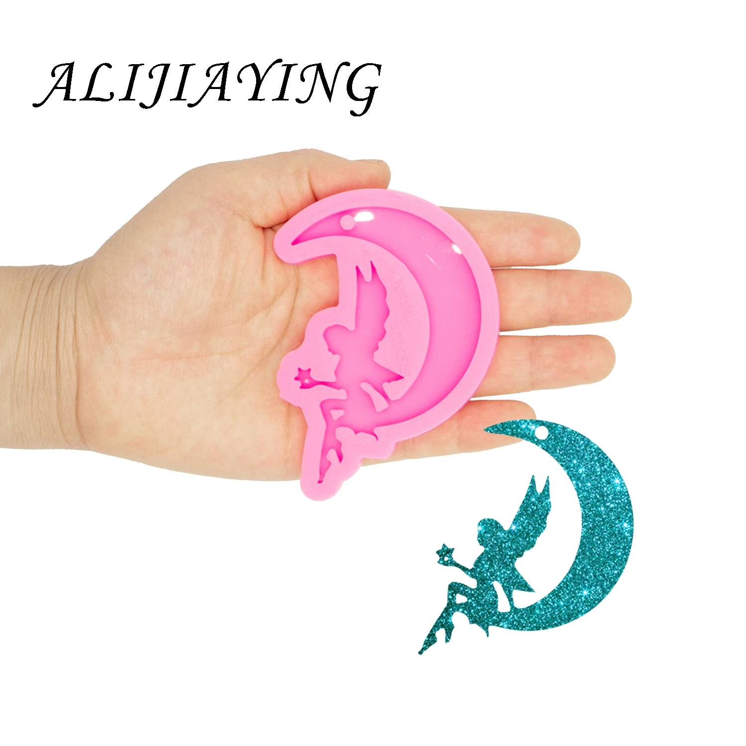 Silicone Mold Shine Inside MOONTINK Keychain Mold for Resin Epoxy Craft DIY Necklace Jewelry Pendant
