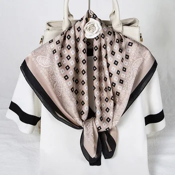 

Women silk scarf square silk scarves Neck Chief plaid printed fashion neck hair scarfs men tie drop shipping
