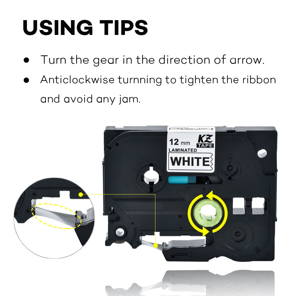 KZE 12mm 231 Black on White Laminated Cassette Cartridge ribbon compatible for Brother p-touch printers label tape Tze-231 tze