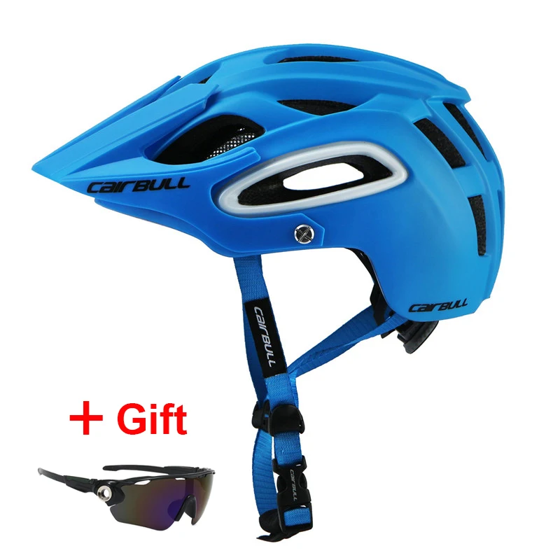 Дышащий гоночный велосипедный шлем с очками цельно-Формованный горный велосипед шоссейные велосипедные шлемы спортивный XC MTB велосипедный шлем - Цвет: Blue