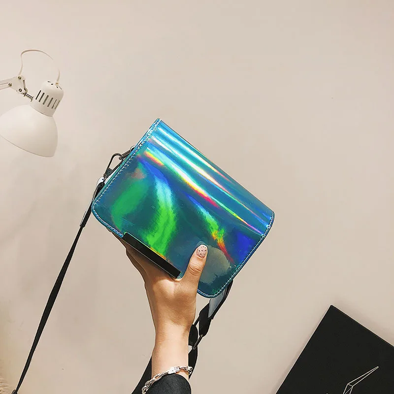 

Osmond Peacock Blue Laser Crossbody Bag Spring Leather Messenger Bags Women Flap Mini Bags Lady Clutches Shoulder Bag Bolsos