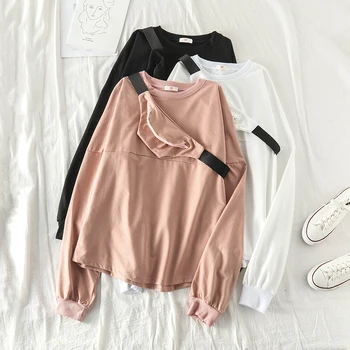 

Mooirue Oversized Loose Women Sweatshirt With Waist Pack Kawaii Autumn Winter O Neck Solid Casual Harajuku Plus Size Pullovers