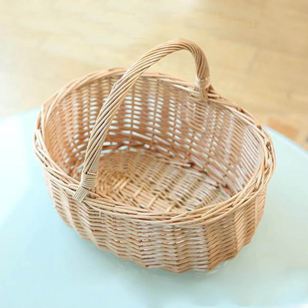 Picnic Basket Storage Box Easter Manual Exquisite Art Gift Decoration Wicker Large Capacity With Handle Liner Baskets 4
