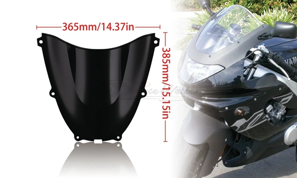 Motorbike Double Bubble WindScreen Windshield Wind Deflectors Motorcycle Fit For Yamaha YZF600R Thundercat 1996-2007 Black