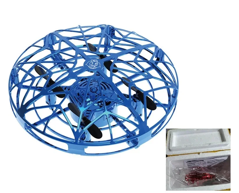 foam box blue VIP link Прямая поставка НЛО анти-столкновения Летающий вертолет волшебный ручной НЛО самолет зондирования мини индукционный Дрон дети электронные игрушки - Цвет: foam box blue