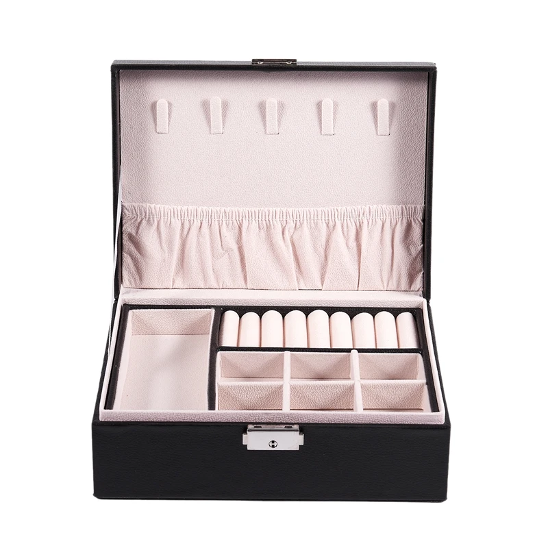 Double Storage Box Can Put Ring Necklace Earrings Jewelry PU Storage Box Glasses Watch Display Box