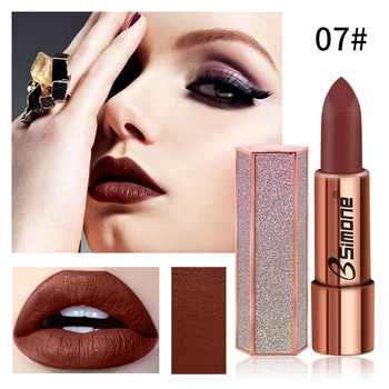 

Shining Sequin Packaging Design Professional Matte Lipstick Cosmetic Waterproof Long Lasting Sexy Red Lip Matte