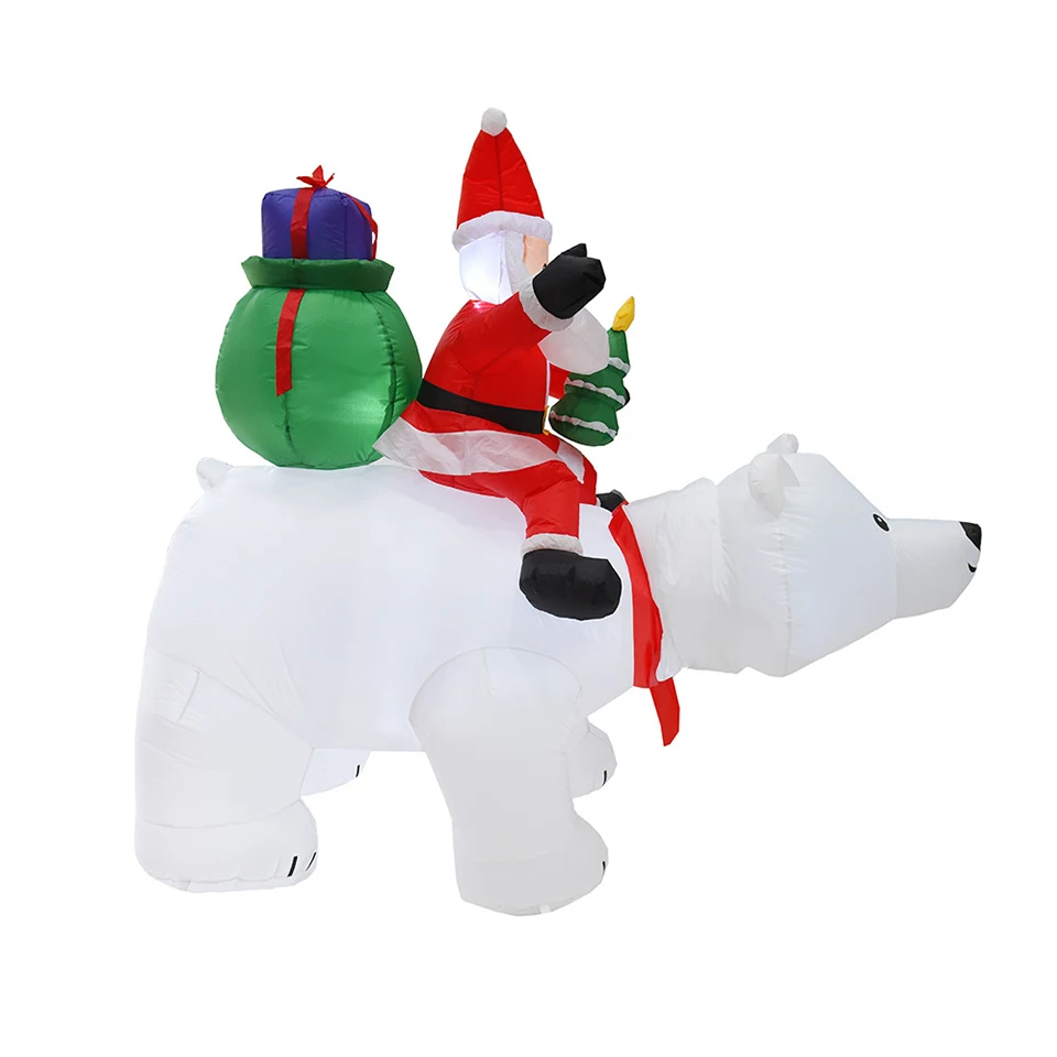 Tronzo надувной Navidad 210 см гигантский Санта Клаус езда медведь светодиодный освещенные надувные игрушки Рождественская вечеринка украшение сада, двора