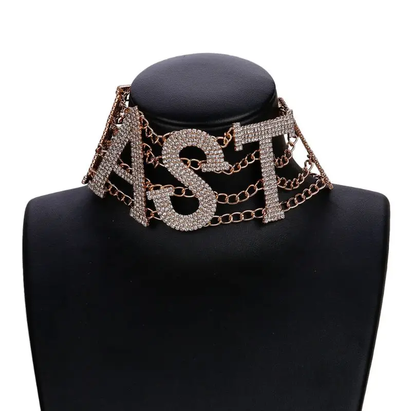Женские большие стразы ожерелье-ошейник с буквами противное массивное ожерелье s ювелирные изделия