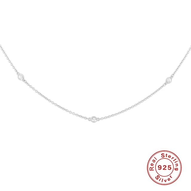 BOAKO Necklace 925 Sterling Silver Jewelry For Women 2020 Sequins Cadena Plata Fashion Jewelry Choker Crystal Gold/Silver #8.5 29