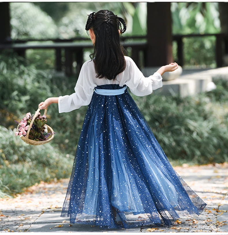 Hanfu/традиционная одежда в древнем китайском стиле для девочек; платье для сценических танцев; детская одежда Феи в народном стиле; костюм-танга; платье для фотосессии