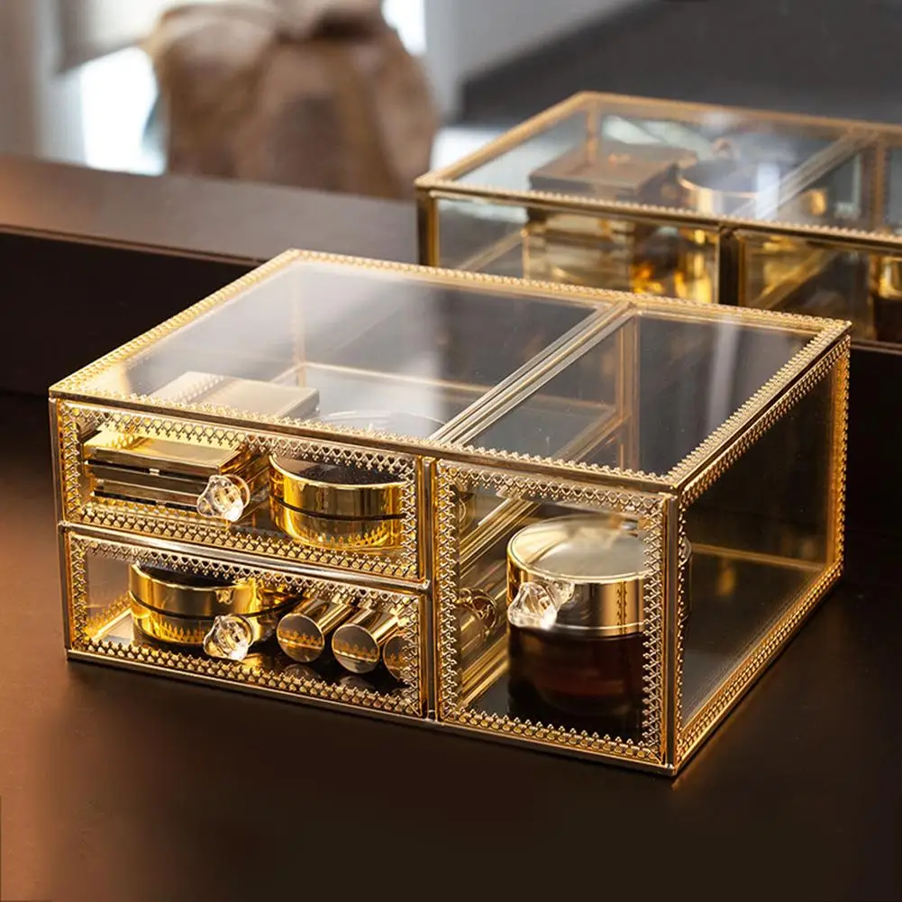 Large Acrylic Transparent Gold Edge Luxury MakeupOrganizer Lipstick Holder Cosmetic Jewelry Box Hol
