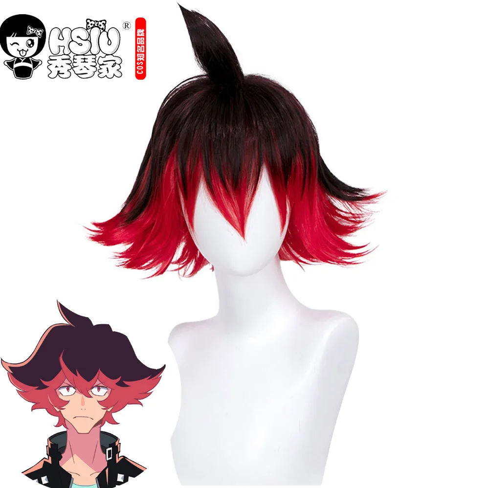 

HSIU Anime PROMARE Gueira Cosplay Red Short hair Party Halloween boy Cosplay Wig Fiber Synthetic Short Hair
