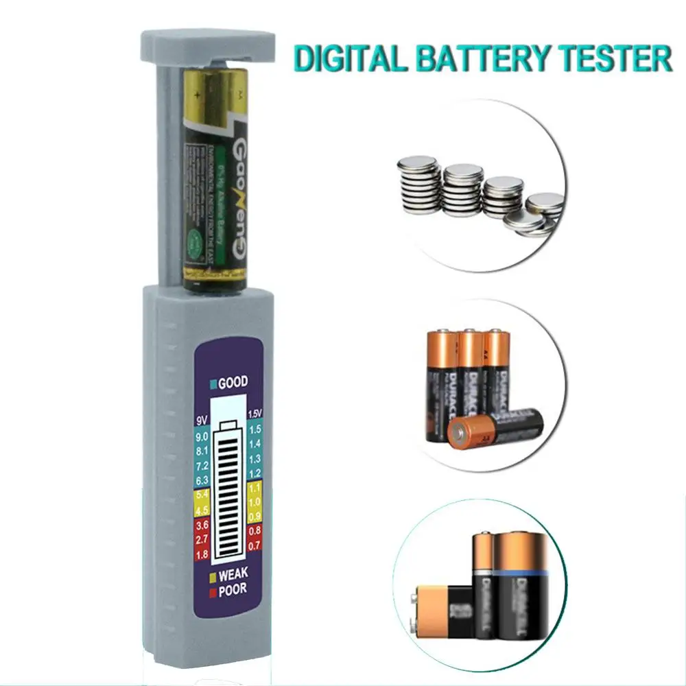 

Portable Universal Digital Battery Tester Volt Checker For AA AAA 9V Button Multiple Size Battery Tester Checker