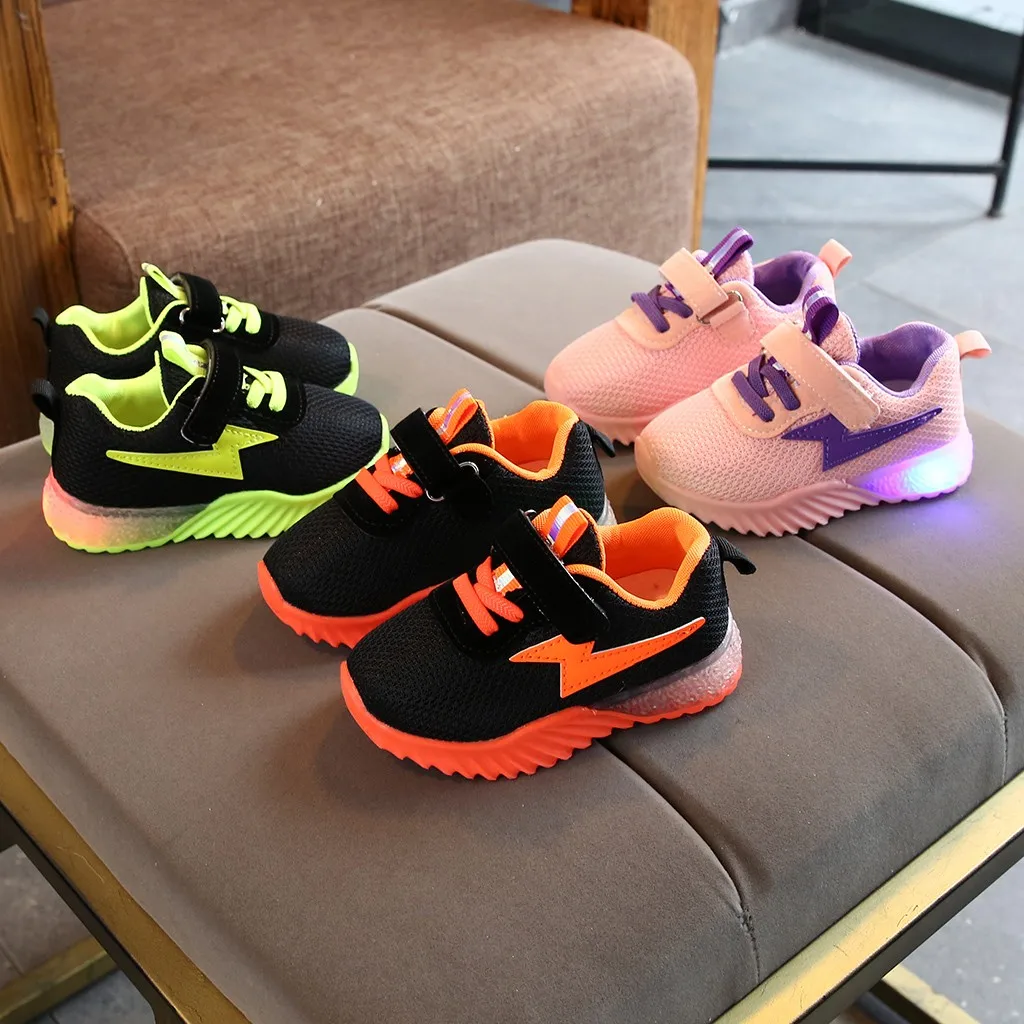 New Children Luminous Shoes Girls Boys Breathable Mesh Flashing Lights Fashion Sneakers Toddler Little Kid LED |