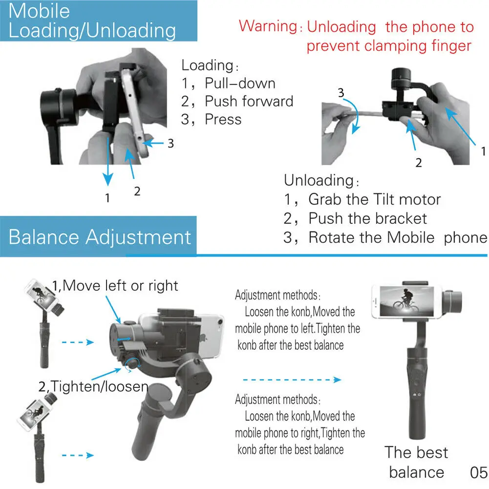  H4 Smooth Handheld Smartphone Gimbal Stalilizer Portable for iPhone Andriod Mobile Phone OUJ99
