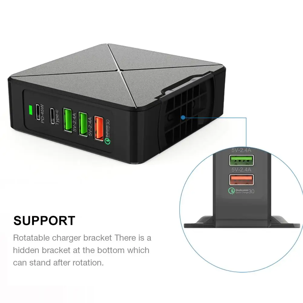 EU/US 75W type-c USB PD многопортовое быстрое зарядное устройство 3,0 для ноутбука адаптер питания планшета Apple iphone ipad huawei Xiaomi