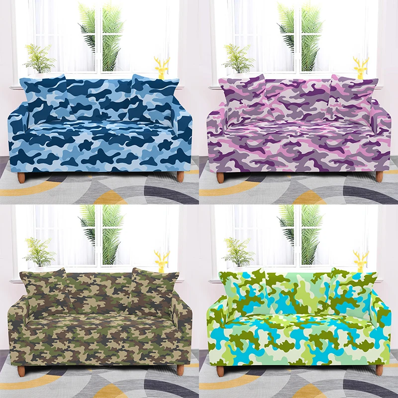 

1/2/3/4 Seaters Camouflage Sofa Slipcover Stretch Protector Soft Couch Cover Anti-Slip Elastic Home Indoor Furniture Decor Sofas