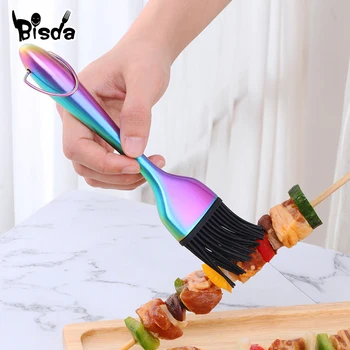 

2Pc Stainless Steel Handle Silicone Oil Brush BBQ Basting Brush Butter Bake-ware Bread Kitchen Utensils Oil Brush for Grilling
