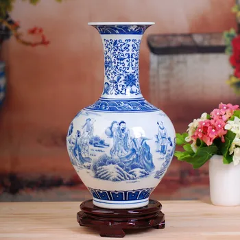 

CLASSIC JINGDEZHEN CERAMIC VASE BLUE WHITE PORCELAIN ORNAMENTS CRAFTS HOME LIVINGROOM FIGURINES DECORATION FENGSHUI OFFICE ART