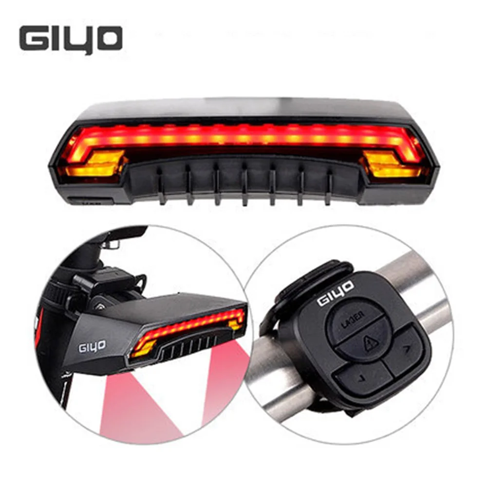 GIYO Bicycle Laser Steering Bicycle Rear Bike Light 2000mAh Battery Remote Control Automatically Open at Night Bicycle Light