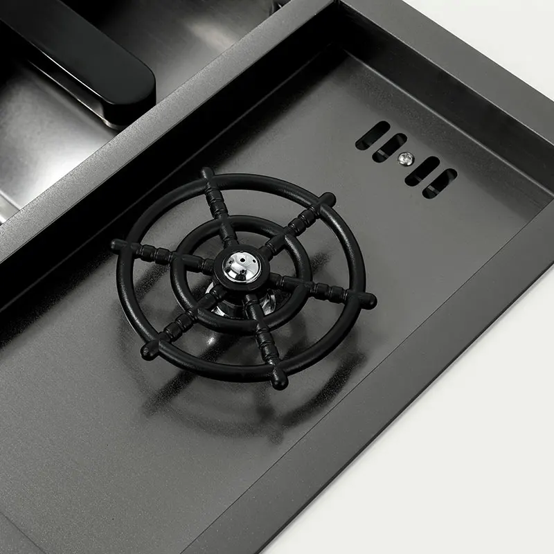 Hidden Gunmetal Kitchen Sink with Glass Rinser