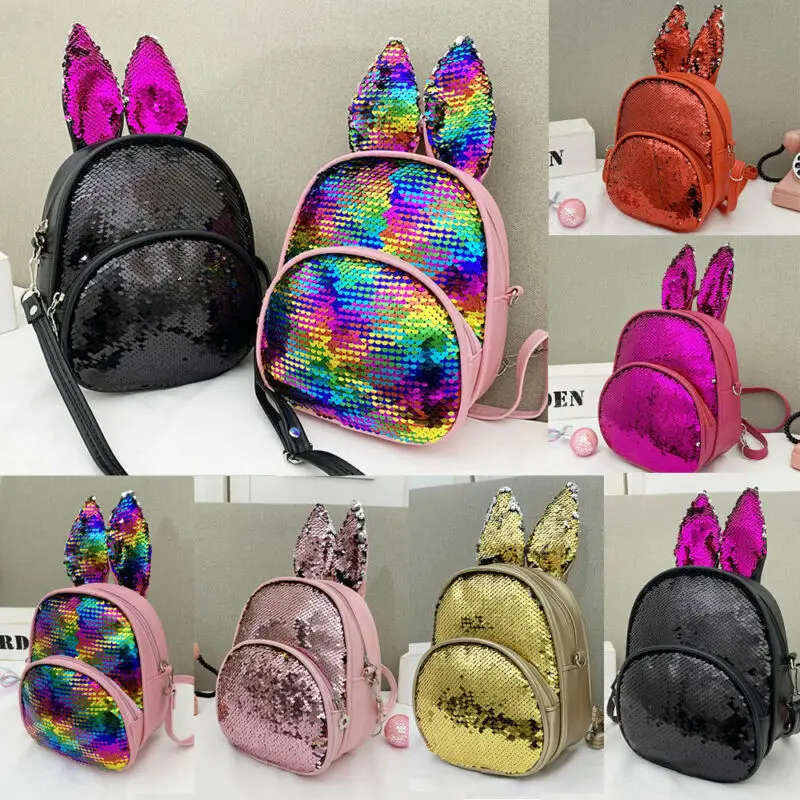  Pudcoco Children Kids Rabbit Ears Sequin Backpack School Bag Rucksack Kindergarten Girls Lovely Fas - 4000075403257