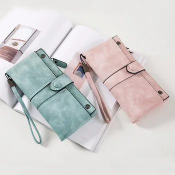 

Leather Polish Wallet Long Korean-style Cute Two Fold Card Bit More Soft Leather Buckle bag