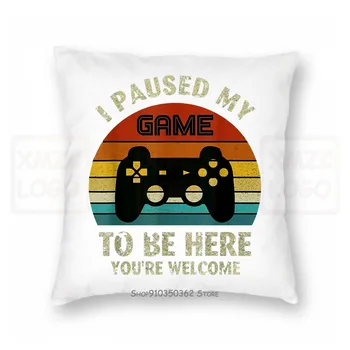 

I Stop My Game To Stay Here Vintage Retro Sunset Pillow case Funny Gaming Gamer T Women Men