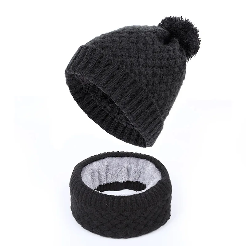 Черный Зимние шапки для мужчин Skullies Beanie шапка зимняя шапка для мужчин и женщин шерстяной шарф шапка s Набор Балаклава маска Gorras Bonnet вязаная шапка - Цвет: Черный