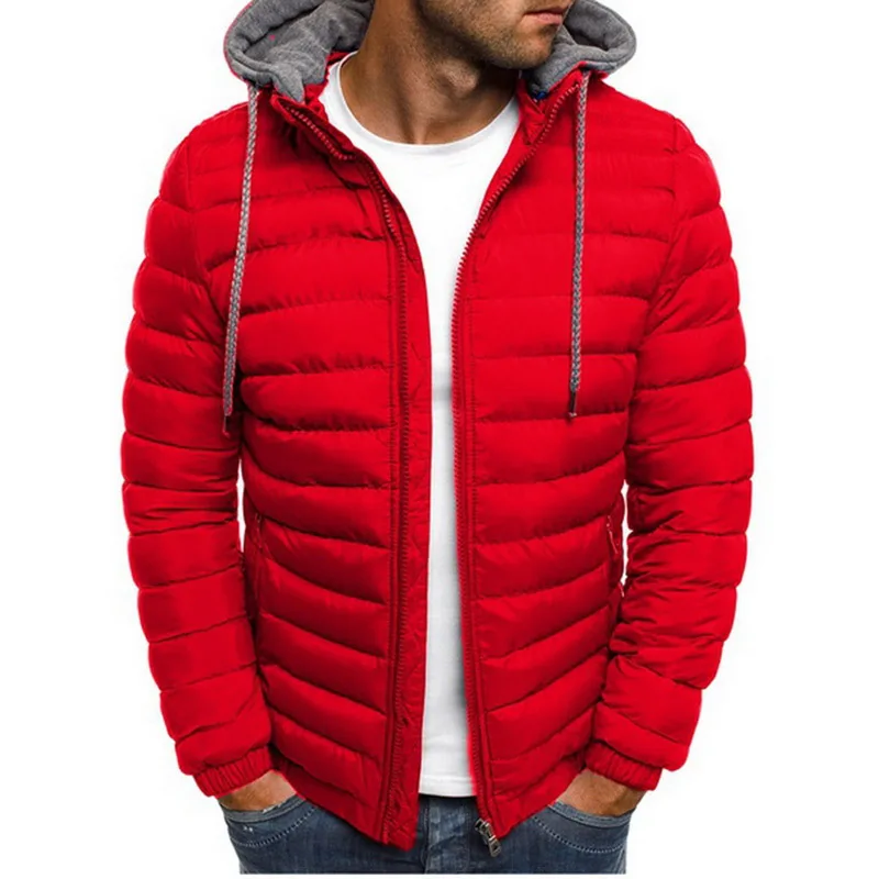MJartoria/зимняя мужская легкая ветрозащитная однотонная куртка с капюшоном Повседневная парка на молнии одежда уличная мужская одежда