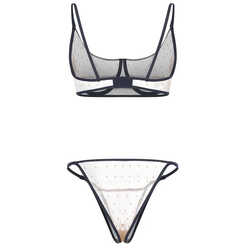 Mesh Erotic Lingerie Set Dot Print Sexy Underwear Bra Briefs Underwear Set Perspective Soutien Gorge Sexy Erotique 30OCT24