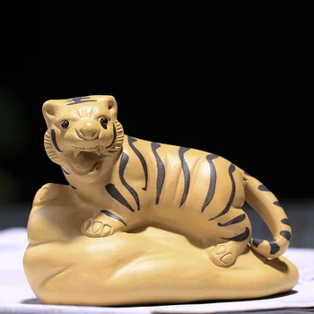 

PINNY Purple Clay Tiger Handmade Sculpture Creative Animal Statues Tea Pet Decoration Home Decoration Accessories