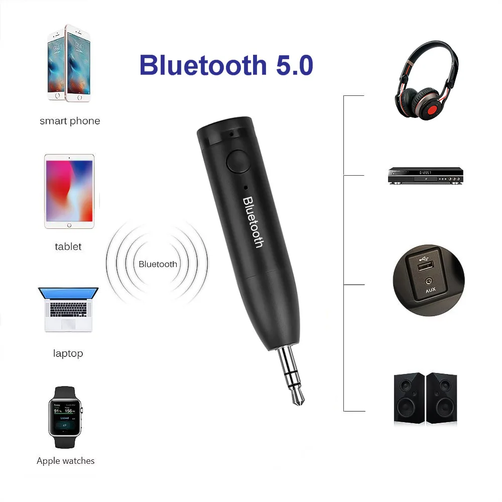 Bluetooth 5.0 Audio Receiver Receptor Wireless Music Adapter Converter for Headphones Car Aux Stereo Audio Adapter
