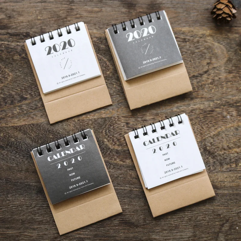 

2020 Simple Black and White Series Desk Calendar DIY Mini Portable Calendars Daily Schedule Planner 2019.09-2020.12