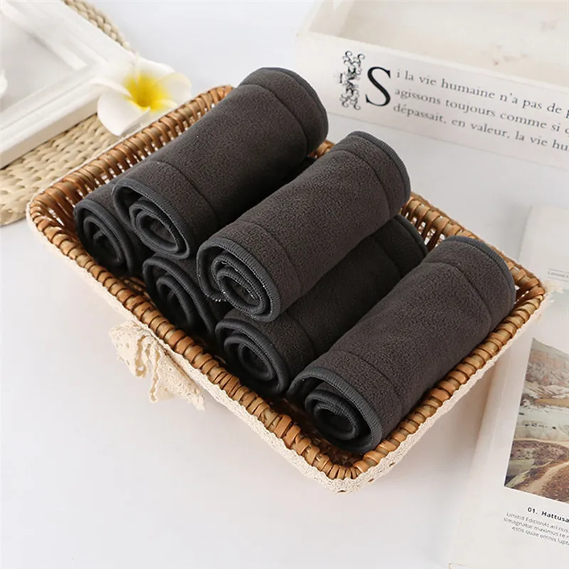 Washable Adult Diaper Bamboo Charcoal Cloth Nappy Liner Super Absorbent Reusable Incontinence Adult Diaper Insert Pad reusable diapers incontinence bed pad