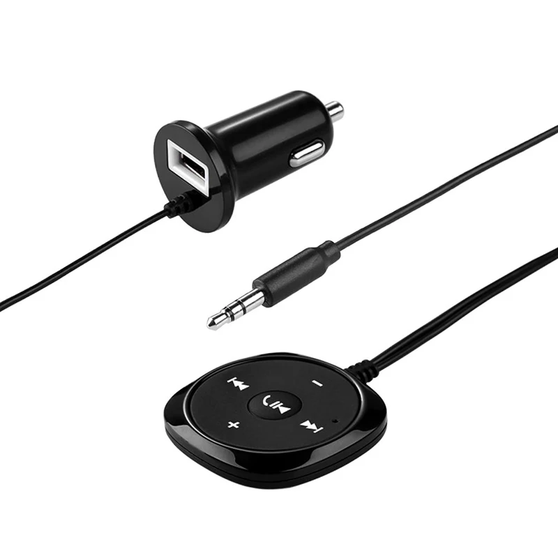 

12V-24V Cigarette Lighter Car Kit Bluetooth Audio Receiver USB Smart Phone Charging 5V/2.1A 3.5mm AUX MP3 Player+Magnetic Pad