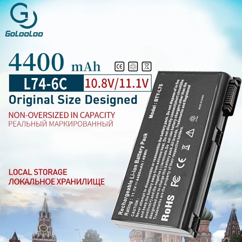 6Cell 4400 мАч ноутбука Батарея для MSI BTY-L74 BTY-L75 A5000 A6000 A6203 A6205 A7200 CR600 CR610 CR610X CR620 CR630 CR700 CX600