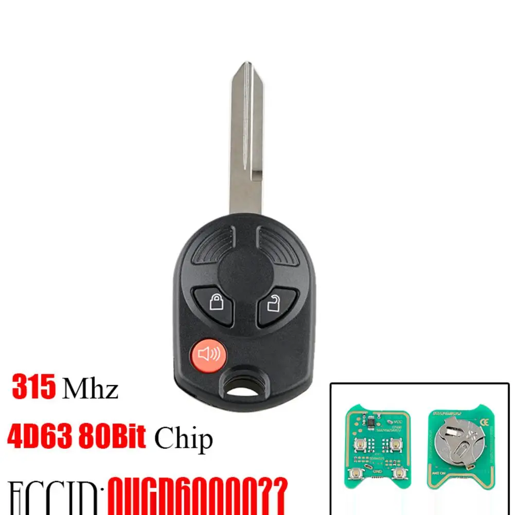 

3+1Buttons Remote Car key 4D63 80Bit Chip For Ford Edge Escape Focus For Lincoln For Mazda For Mercury OUCD6000022 315Mhz