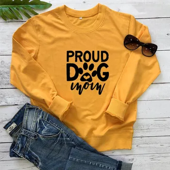 

Sweatshirt PROUD Dog MOM New Arrival Women's Funny Casual 100%Cotton Long Sleeve Tops Dog Lover Pullover Outfits Dog Mom Gift