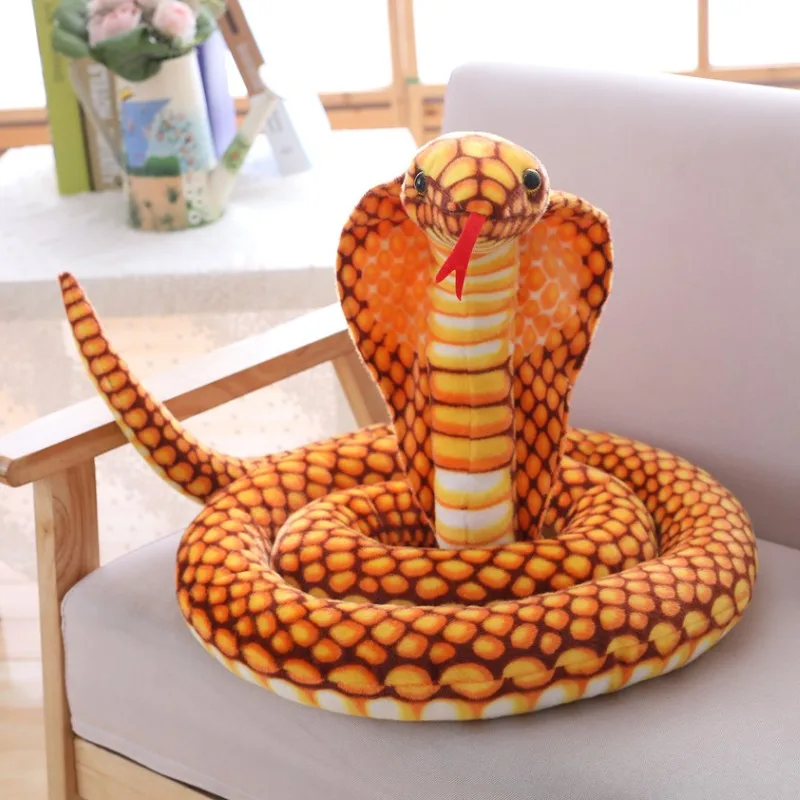 New Large 2.1m Cobra Pillow Snake Stuffed Animals Big Size Snake Simulation Cobra Doll Toy Kids Gift