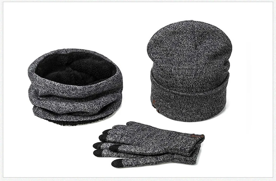 Зимняя шапка бини для женщин, шапка бини, женский шарф, перчатки, шт. Шапка, теплый шарф, набор, шапка для мужчин, 3 комплекта, шарф Skullies для мужчин